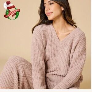 New Softies Set Waffle Marshamallow V-neck Top & Long Pants Size Large